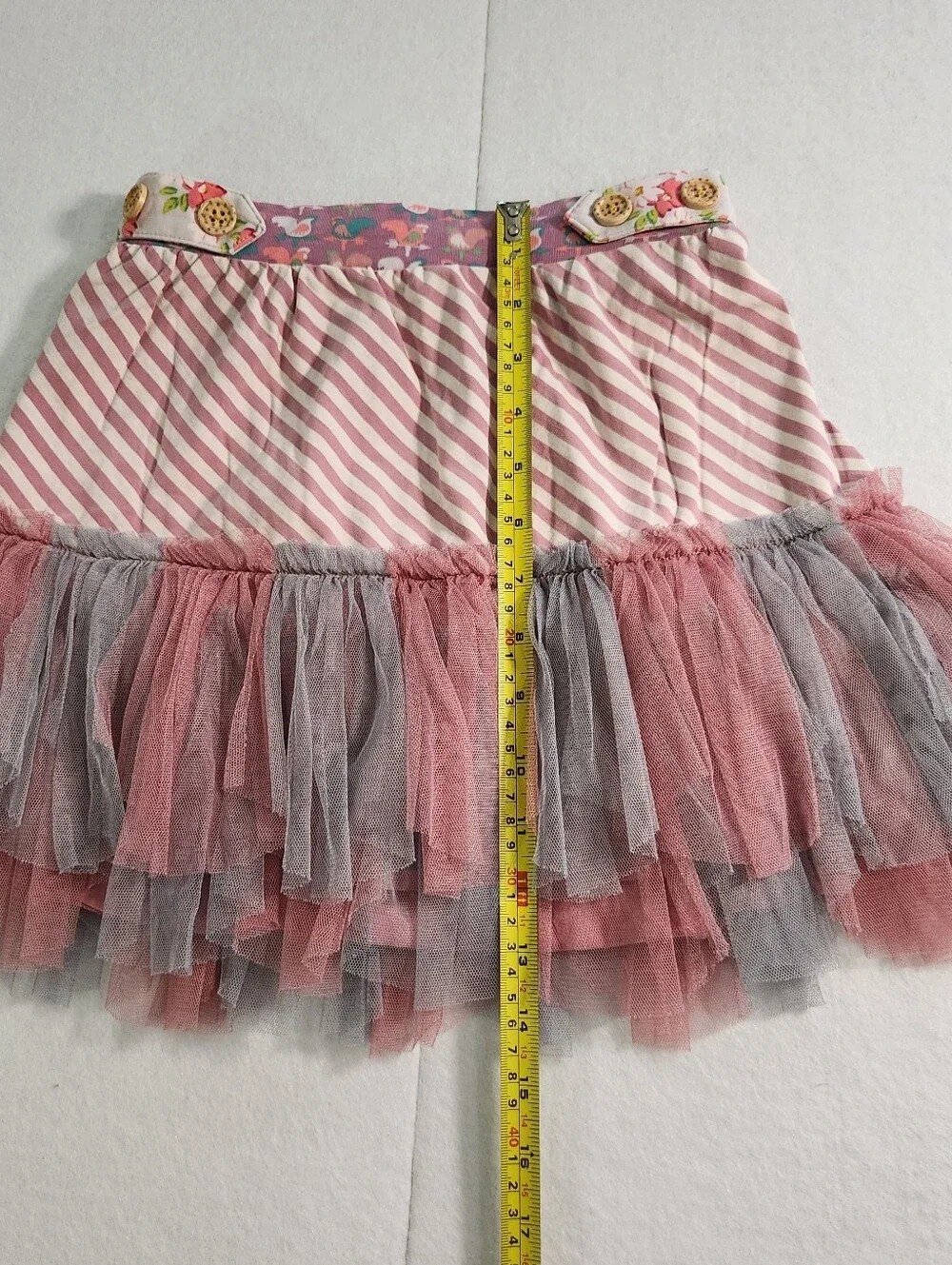 Matilda Jane Pink & Gray Layered Tulle Ruffle Skirt Size 8 - Picture 4 of 10